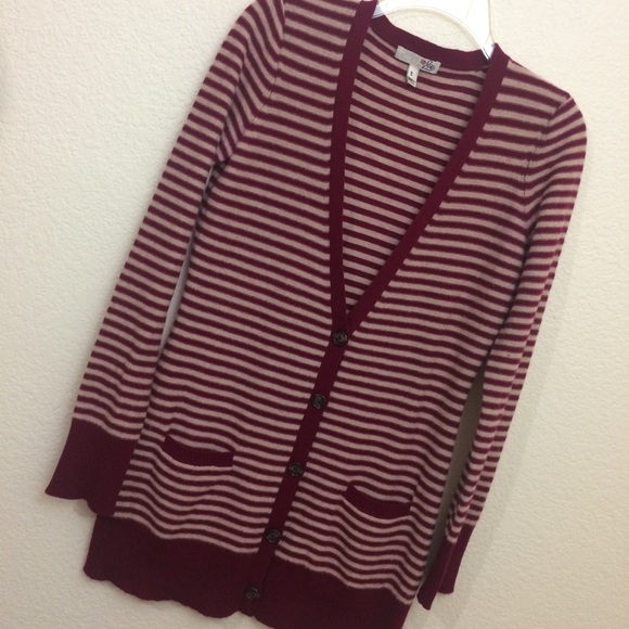 Joie 100% Cashmere Long Cardigan Stripes Pockets - Picture 2 of 8